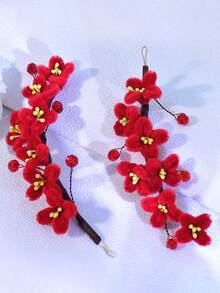 1 Paar Blumen-Haarband mit Kristall-Dekor, chinesischer Braut-Kopfschmuck, modische Accessoires geeignet für Date, Urlaub, Pendeln, Weihnachtsparty