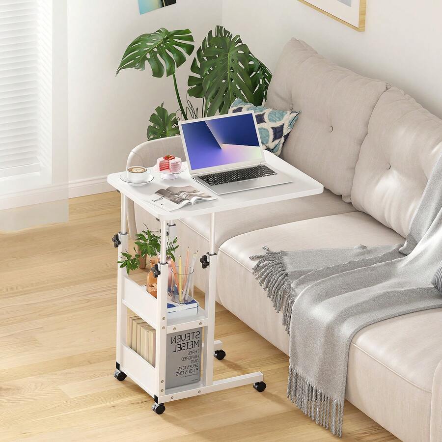 Mesas De Reunión Mesas Cuidadaos Altura Ajustable Con Ruedas Mesa Para Laptop Con Ruedas Y De Altura Ajustable 60cm Mesa De Centro Mesas Cuidadaos Altura Ajustable Con Ruedas Mesas Para Jardín Mesa Lateral Altura Ajustable Con Ruedas - Blanco - Ver 1