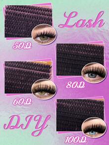 800pcs Cluster Eyelashes Set, D-Curl Flared Effect Mixed DIY Eyelash Extension Kit, Soft Voluminous Individual Cluster Lashes For Natural Fluffy Look, Pink Base Card, DIY Lashes For Home Use, Long-Lasting Beauty Eyelash Cluster Set - Multicolor - View 3