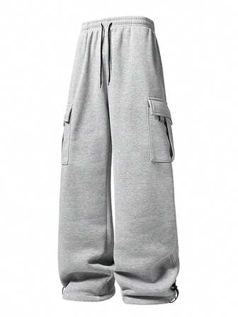 กางเกงขายาวลำลองขายาวทรงกระบอกใหญ่สำหรับผู้ชายแบบใหม่พร้อมเชือกผูก