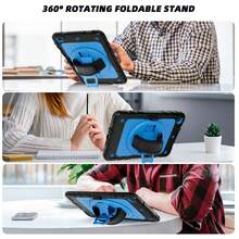 Military-Grade Anti-Drop Rotating Turntable Silicone + PC Tablet Protective Case, Compatible With IPad (A16) 11-Inch 11th Gen (2025 Model), IPad 10th Gen 10.9-Inch, Galaxy Tab A9 Plus 10.95/11-Inch, IPad Pro 11-Inch, IPad 7th/8th/9th Gen 10.2-Inch, With Kickstand Hybrid Protective Case (2023 Model), Heavy-Duty Military-Grade Protective Case For Galaxy Tab A9+/A9 Plus 11-Inch (2023 Model), With 360° Rotating Stand, Handle, Shoulder Strap And Wrist Strap
