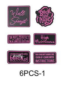 3/6/12 Stück rosa englische Buchstaben Serie gestickte Aufnäher, süßes Cartoon Mädchen Muster, Polyestermaterial, Abzeichen Aufkleber, zum Aufbügeln auf Kleidung, Nähzubehör, geeignet für Rucksäcke, Jeans, Jacken, T-Shirts, Hüte, Kleider usw.