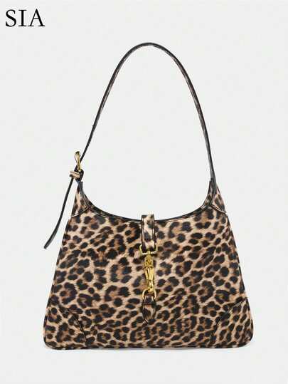 1pc Vintage Minimalist Snap Hook Angora Suede Decor Adjustable Shoulder Strap Crescent Bag, Suitable For Dates, Outings, Parties