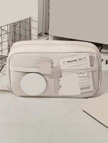 1pc Minimalist Volcano Flat 180-Degree Pen Case, Fabric Transparent Large-Capacity Stationery Pencil Box, Zipper Multi-Layer Classified Storage Desktop Standing Stationery Bag, Suitable For Storing A Series Of Stationery Such As Pencils, Erasers, Handbooks, Tapes, Rulers, Etc. For School / Office / Boys And Girls / Office Workers / Back-To-School Gifts. Comes With One A7 Notebook And Five Pens.,Back To School,School Supplies,Pencil Case,Pencil Pouch,School Bag - 彩色 - 查看 4