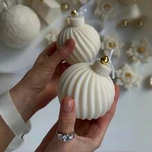 圆形螺旋蜡烛模具，带旋转铃铛和星形顶盖，多层DIY圣诞蜡烛制作套装，用于手工节日装饰，可重复使用的柔性模具，适用于石膏、树脂和蜡工艺品 - 白色 - 查看 1