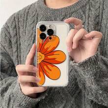 Funda Protectora Transparente - Funda de Teléfono de TPU Suave y Lujosa a Prueba de Golpes, Compatible con iPhone 17, 16, 15, 14, 13, 12, 11 Pro Max, 16, 15, 14 Plus, 13, 12 Mini, X, XS Max, XR, 8, 7 Plus, Flor Naranja, Funda de Teléfono Diaria, Protector de Teléfono Transparente, Funda de Teléfono para iPhone, Diseño de Flor Naranja, Funda de Teléfono con Patrón Floral, Cubierta Protectora Flexible para Teléfono, Estructura Avanzada a Prueba de Golpes, Entusiasta de Accesorios de Teléfono de Moda, Propietario de Coche Elegante - Colores mixtos - Ver 6