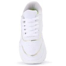 Women's Platform Sneakers, Casual White, Comfortable And Stylish, University Style, Chunky Sole, High Top, Gold Detail - 4.02-Bco/Vàng - Xem 3