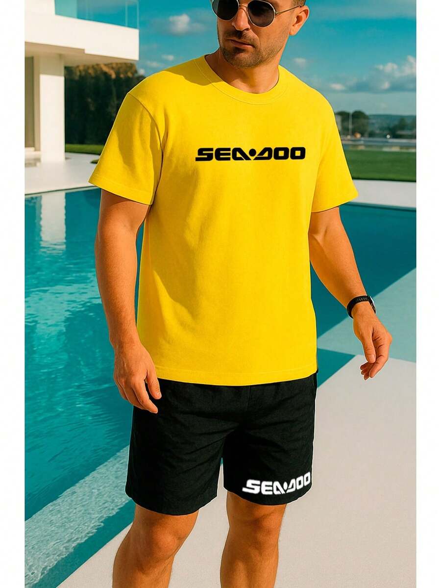 Seadoo Casual Summer T-Shirt And Shorts Set - Kuning - View 1