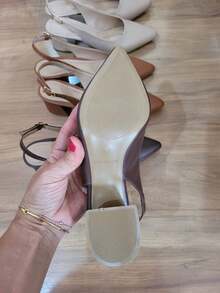Women's Slingback Pump With 5cm Block Heel - Comfortable And Stylish - Camel - View 4
