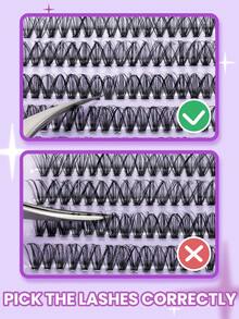 ELYCO 240 Clusters 30D/40D 12 Rows Curly & Voluminous Natural Soft Fluffy Faux Mink Lashes 0.07mm 8-16mm Mixed Handmade Individual Cluster Eyelashes, Delicate & Curly Segmented DIY False Lashes, Long-Lasting Cartoon Lashes Suitable For Party, Gift For Women & Girls