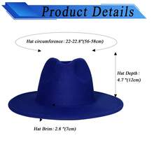 JEWELRYWE Wide Brim Fedora Hat For Men Women, Classic Felt Panama Hat, Two-Tone Bowler Hat, Jazz Hat, Teardrop-Shaped Hat Unisex, With Adjustable Strap, Thanksgiving And Christmas Gifts - Burgundy - View 2