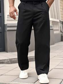 男士休闲口袋阔腿宽松裤 - 黑色 - 查看 2