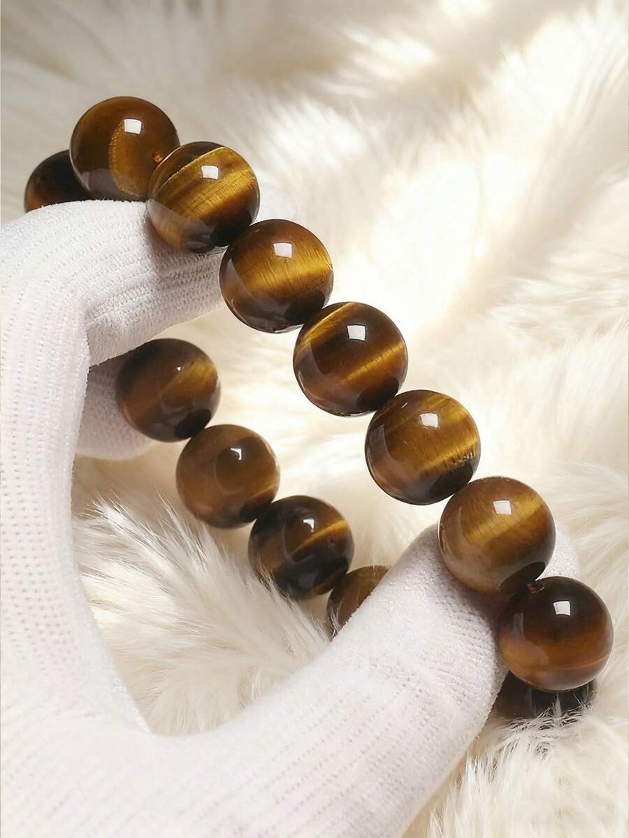 优雅朋克虎眼石手链 - 男女通用，手工制作，适合瑜伽和情侣佩戴 - 虎眼石 - 查看 1