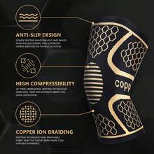 1/2pcs(S-6XL) Plus Size Sports Knee Pads With Copper, Suitable For Running, Weightlifting And Other Daily Training Activities. Copper Can Better Contain The Knee - Bronze - View 6