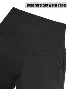 Maternity Pants Over The Belly Flowy Wide Leg Yoga Dress Work Pregnancy Pants Stretchy Lounge Wide Leg Trousers With Pockets - 黑色 - 查看 9