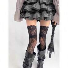 Lace Stockings. Delicate Pattern, Delicate Lace Sexy - 灰色 - 查看 8