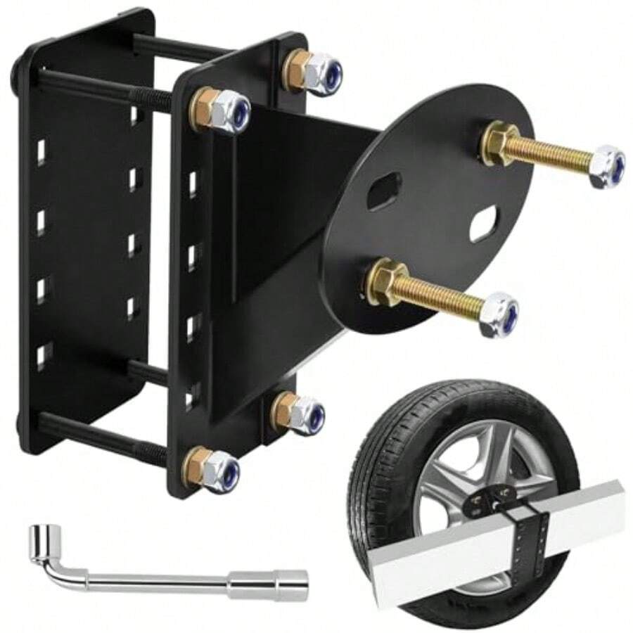 Spare Tire RackSoporte de montaje de neumático de repuesto de doble capa para remolque soporte de neumático de repuesto para remolque de barco resistente montaje de neumático de repuesto para remolque de barcoSpare Tire Rack - como en la foto - Ver 1