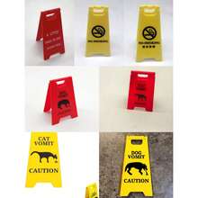 1pc Mini "Public Area" Warning Sign - Doll House Pets Vomit, Wet Floor Caution Sign, OB11 Model Photography Prop, Pretend Play - Multicolor - View 2