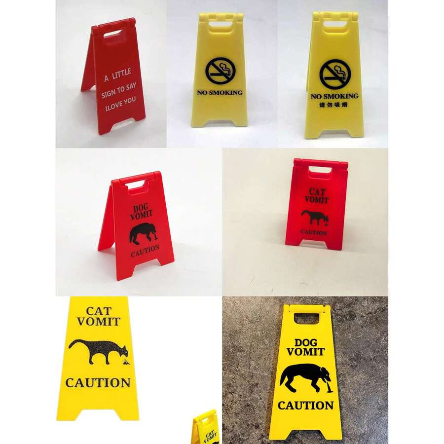 1pc Mini "Public Area" Warning Sign - Doll House Pets Vomit, Wet Floor Caution Sign, OB11 Model Photography Prop, Pretend Play