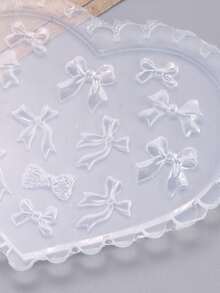 1pc Bow 3D Nail Art Silicone Mold Reusable Mixed Bow Design Stencil DIY Nail Art Carving Accessories Salon Manicure Supplies Tools,Nail Supplies,Nail Tools,Nail Art Tools,Back To School,Nails,Nail Tools For Press On Nails - Clear - View 5