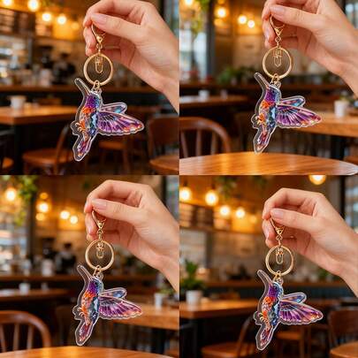 1pc Acrylic Hanging Decor 2D Flat Bag Charm Keychain Cute Cartoon Design Backpack Handbag Decoration Lobster Clasp Gifts For Women