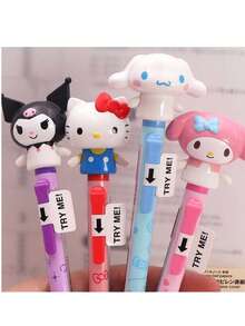 Sanrio Hello Kitty Cute Plush Doll Push-Button Pen, Movable Arms Ballpoint Pen, Cartoon Pen, Great Gift