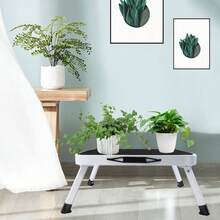 1-Step Steel Folding Ladder With Anti-Slip Treads & Non-Slip Feet - Lightweight Portable Step Stool With Carry Handle, Compact Foldable Design, Sturdy A-Frame For Indoor/Outdoor Use, Ideal For Home, Garden, Construction, Events - Foldable Step Stool, Heavy Duty Step Stool, Step Stool For Kitchen, Step Ladder For Home, Folding Step Ladder, Step Ladder Foldable, Rv Step Stool - Black and White - View 6