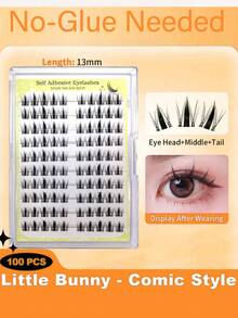 100片仙女睫毛簇 C卷 漫画睫毛 13mm 仙女睫毛簇 轻盈柔软自然睫毛 DIY睫毛簇 单根假睫毛 新手适用 - C - 查看 6