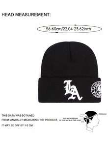 1顶Y2K风格“La Earth”刺绣针织滑雪帽，户外保暖针织帽，休闲百搭冬季保暖帽，适合日常通勤和秋季穿搭 - LA - 查看 11