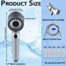 Filtered Shower Head With Handheld, High Pressure Shower Head 4 Spray Modes, Shower Head With ON/OFF Switch For Pets, Shower Heads Combo With Stainless Steel Hose And 5 Filter Element - Metal Mounting Bracket - View 3