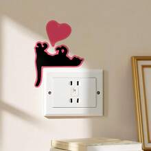 1/5pcs Spring Cute Cat Night Light Switch Sticker PVC Material Self Adhesive, Home Bedroom Night Safety Lighting Assistance, Cat Keeping Home Beautification Scene Sticker, Cat Enthusiast Gift, Indoor Switch Decoration - Multicolor Switch Stickers - View 2