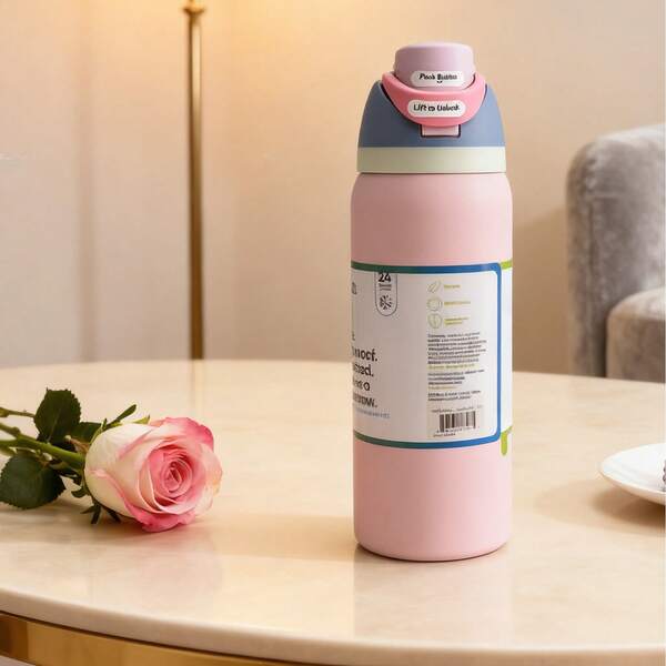 Owal-A Isolierte Edelstahl Wasserflasche - 32 Oz auslaufsichere Sportwasserflasche mit Doppelfunktions-Trinkaufsatz, Klapptop-Strohhalm und weiter Öffnung - hält Getränke 24 Stunden kalt - ideal für Gym, Reisen und den täglichen Gebrauch