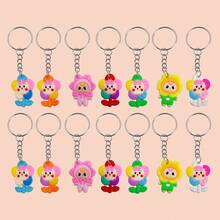 16个向日葵/雏菊造型钥匙扣PVC材质，可作包包挂件，适合节日派对、汽车装饰、包包挂饰、学校万圣节饰品、教师节礼物、送给朋友或姐妹的礼物创意