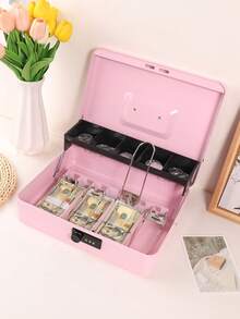 1 pieza Caja fuerte grande con cerradura de combinación - Diseño de voladizo multicapa, 4 compartimentos para billetes y 5 compartimentos para monedas, 30 cm x 24 cm x 9 cm, adecuada para la gestión segura del dinero en oficinas