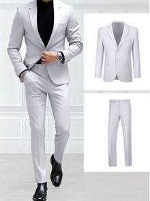 HALLOWEEN Men Suits New Autumn Collection Traje De Hombre Elegante Men's 2 Piece Suits White Classic Fit 2 Buttons Men Suits Tuxedo Jacket Blazer For Wedding Business Dinner Prom Concert Graduation Season Size XS-3XL