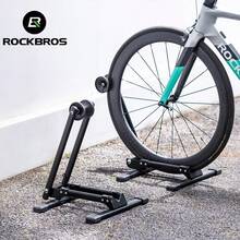 ROCKBROS 1pc Foldable Bike Stand Bicycle Floor Parking Steel Rack For MTB Road Bike - Black - View 1