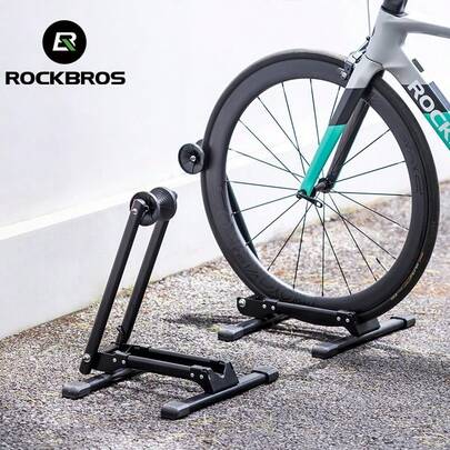 ROCKBROS 1pc Foldable Bike Stand Bicycle Floor Parking Steel Rack For MTB Road Bike