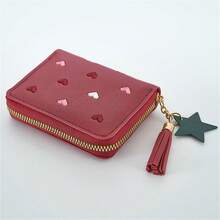 Nueva billetera con cremallera y flecos, billetera corta para mujer, diseño lindo y multifuncional de estilo coreano, monedero, decoración de habitación - Multicolor - Ver 14