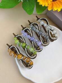 Presilha de cabelo feminina de luxo em acrílico com design de gota d'água (1 unidade) - Acessório elegante e versátil para cabelo feminino, com presilhas de garra, grampos de cabelo e presilhas de cabeça. - Multicolorido - Ver 6