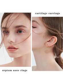 ORAZIO 16Pcs 16G Septum Rings Hoop For Women Men Surgical Steel Dangle Septum Jewelry Septum Clicker Horseshoe Nose Rings Hoop Hinged Segment Daith Helix Tragus Cartilage Earrings Piercing - 彩色 - 查看 3