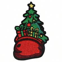 1pc Christmas Embroidery Patch, Christmas Patch, Christmas Tree Patch, Christmas Gift Patch, Christmas Decoration Patch, Festive Atmosphere Patch, Red And Green Patch