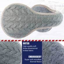 Unisex Foldable Ear Warmers Knits Winter EarMuffs,26339342 - Dark Grey - View 2
