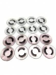 10/16/21 Pairs Fluffy&Thick 3D False Eyelashes With Glitter Paper Box,Lashes Bulk Christmas Gifts,3D Cat Eye Eyelashes Natural Soft,Protable, Makeup Manga Lashes,Dramatic Messy Mink Lashes Wispy, Individual Package Faux Mink Lashes Wholesale - 黑色 - 查看 5