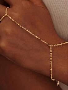 Cadena de cintura de doble capa con cuentas redondas minimalista y versátil de moda - Dorado - Ver 6