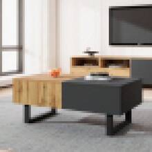 Modern Multifunctional Sliding Coffee Table With Hidden Storage, High-Quality Wood And Metal Frame, Suitable For Living And Office Areas, Easy To Install, 155 X 55 X 40