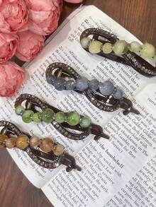 Presilha de cabelo feminina de luxo em acrílico com design de gota d'água (1 unidade) - Acessório elegante e versátil para cabelo feminino, com presilhas de garra, grampos de cabelo e presilhas de cabeça. - Multicolorido - Ver 2