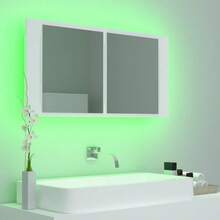 vidaXL LED-Bad-Spiegelschrank Weiß 90x12x45 Cm Acryl - Bianco - Visualizzare 4