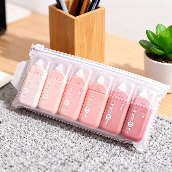 Conjunto de 6 rolos de fita adesiva dupla face, comprimento total de 1181,1 polegadas (rolo único de 196,85 polegadas x 6 mm), alta capacidade, estilo degradê, alta viscosidade, ideal para artesanato e escritório, sem deixar resíduos.