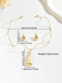 1 Bộ 3 mặt dây chuyền hình giọt nước bằng kim loại phong cách Punk tối giản, mặt dây chuyền hình học phóng đại, phù hợp cho trang phục hàng ngày và dự tiệc của phụ nữ (Có thể có một số vết xước nhỏ do đóng gói và vận chuyển) - bộ 3 món - Xem 9