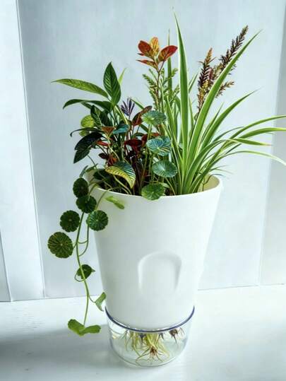 1pc Wall-Mounted Hydroponic Plant Pot, Large Opening ABS Material Planter Pot For Flowers And Plants, Suitable For Office, Entryway, Balcony, Home